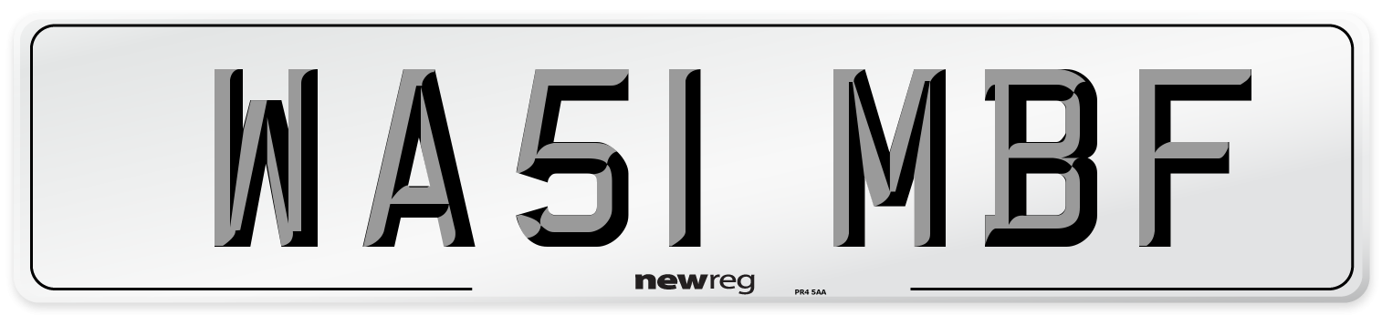WA51 MBF Number Plate from New Reg